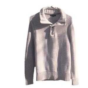 Banana Republic Men's Sweater 100% Cotton Quarter Snap Gray‎ Size Small Ch/p